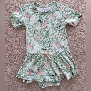 Motette Bamboo Twirl Dress 12-18M Floral Bird Print Green Pink